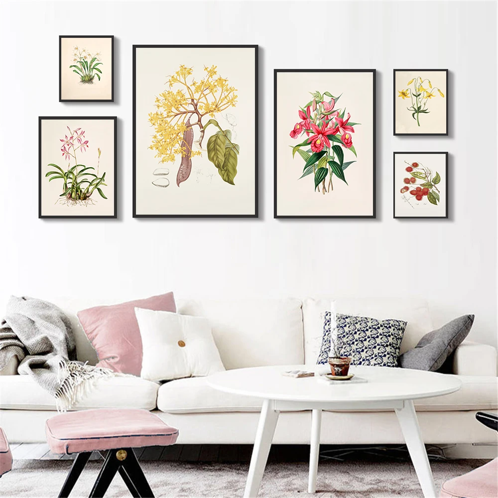 

Wall Poster Vintage Green Plant Flowers Iris Painting Canvas Pictures For Living Room Coffee Wall Art Retro Home Decor Quadro