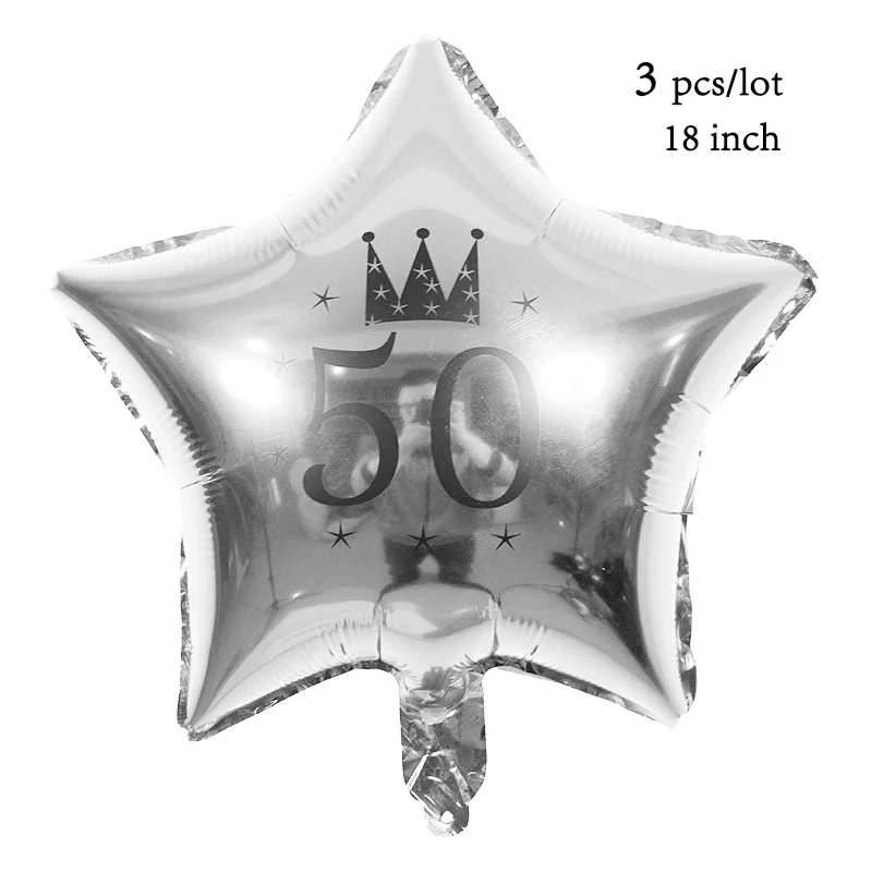 3 шт./лот 30th на день рождения воздушные шары, 16, 18, 20, 21 30 40 50 60 70 80th День Рождения украшения черного и золотого цвета серебряный годовщина воздушные шары - Цвет: 3 pcs 50th