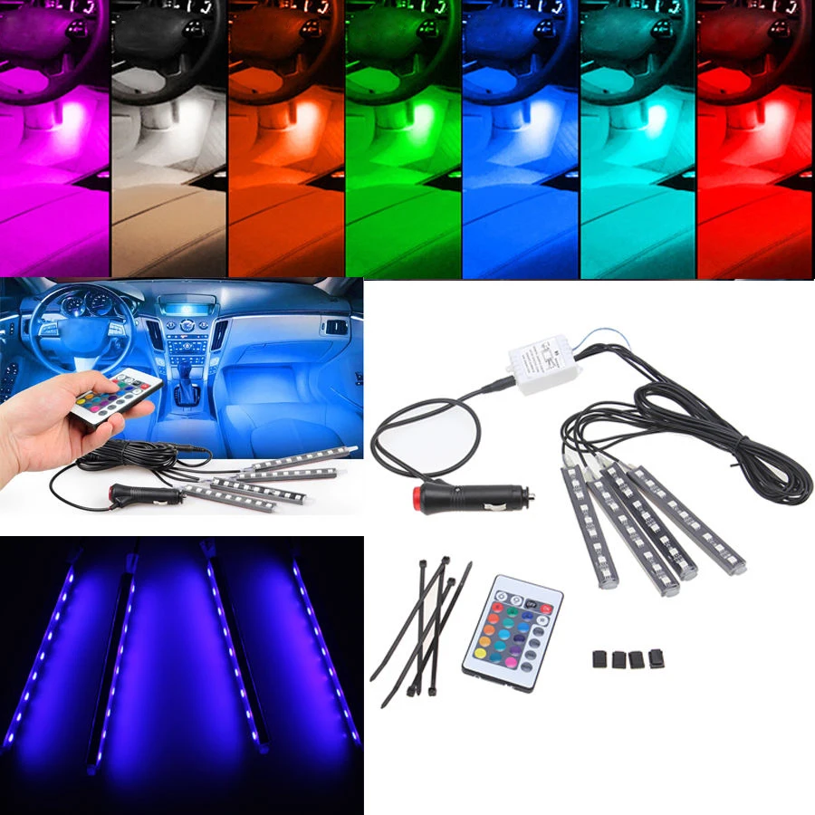 Prix pour 4 en Voiture De Commande Sans Fil Flwxible Floor Neon Lumières Porte Lampe avec Télécommande Voiture RGB LED Bande Lumière 7 Couleurs Brouillard lampe Prix pour 4 en Voiture De Commande Sans Fil Flwxible Floor Neon Lumières Porte Lampe avec Télécommande Voiture RGB LED Bande Lumière 7 Couleurs Brouillard lampe
