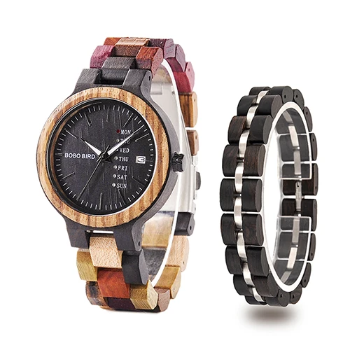 Montre femme BOBO BIRD деревянные женские часы браслет набор Высокое качество Япония движение кварцевые часы в деревянной коробке reloj mujer - Цвет: P14-4-S04-1