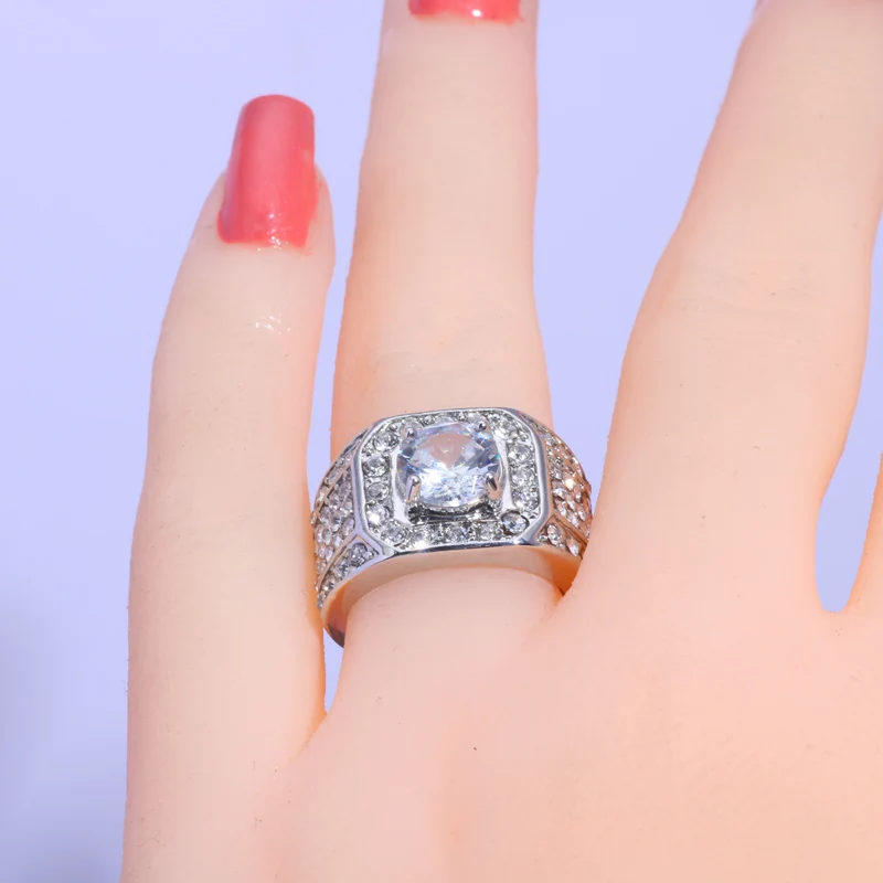 Роскошная Мода AAA циркон Ms. Мужское кольцо подарок на день Святого Валентина обручальное кольцо для мужских ювелирных изделий sz 6 7 8 9 10 11 12 13 Y-40 - Цвет основного камня: Белый