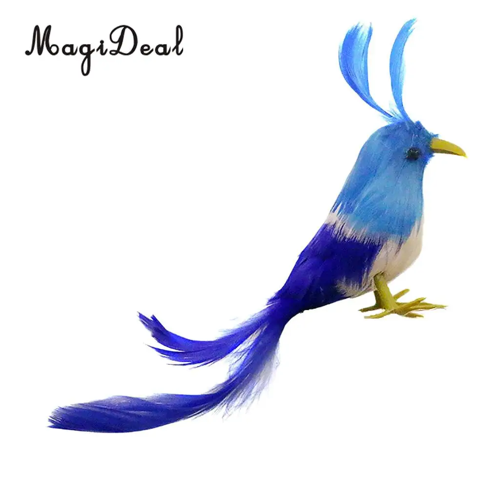 MagiDeal Realistic Artificial Feathered Fake Mini Birds Garden Decoration Figurine Miniature Model Long Tail