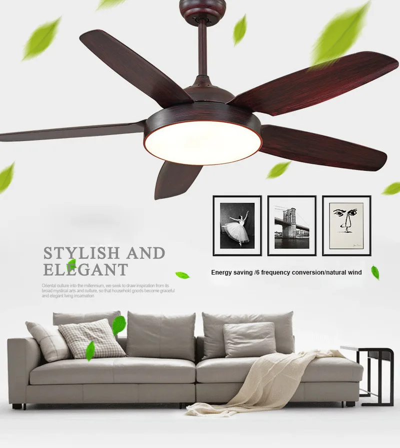 

LED Ceiling Fan Light Home Lamp Frequency Conversion Power Saving Led Light with Fan Black Ceiling Fan Light