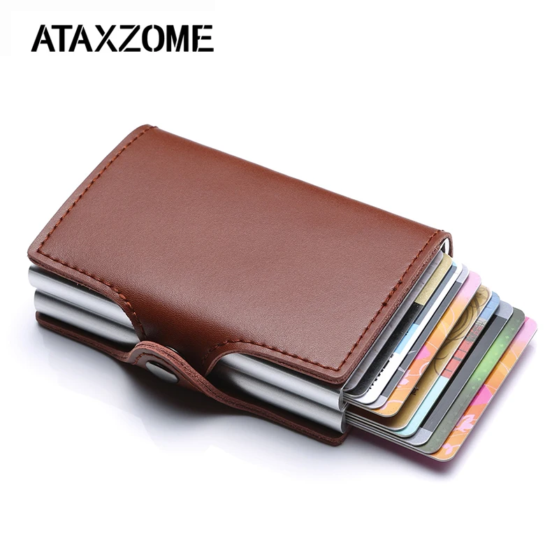 

Natural leather bank card holder Block Rfid Men Vintage Credit Card Holder Antitheft id Card Pack Protect Information Security