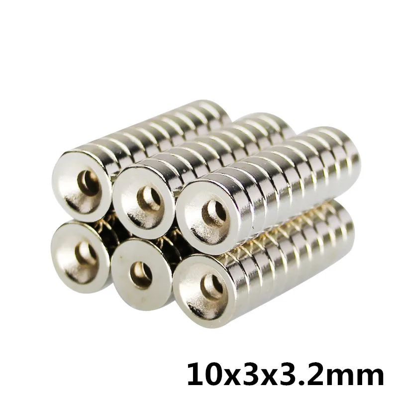 Hot Sale 5pcs 10x3 mm Hole 4mm N35 Super Strong Permanet Round Neodymium Countersunk Ring Magnet Rare Earth Magnets