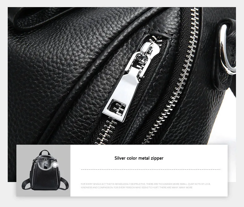 100% Genuine Leather Women's Backpacks Silver Color Hardware Top Layer Cow Leather Female School Backpack Cowhide Shopping Bags