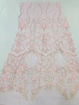

wholesale LJY-6176 African Tulle Lace fabric with glitter new arrival African net mesh lace fabric