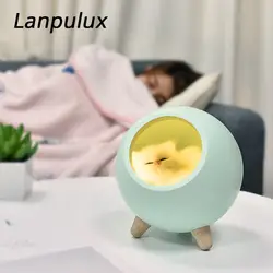 Lanpulux Ночной светильник с кошкой для сна usb зарядка гнездо дизайн затемнения светодиодный детская спальня красивая люстра романтический