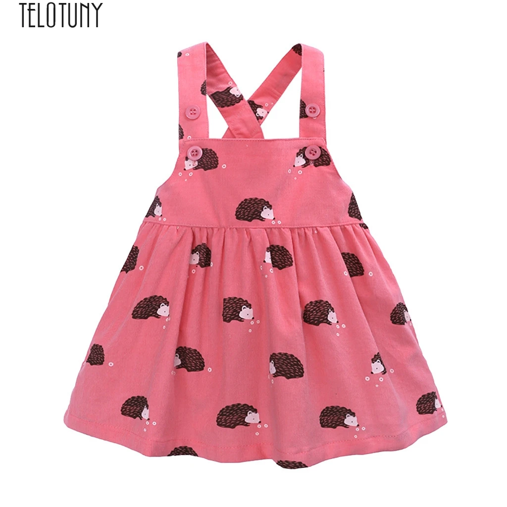 

TELOTUNY Baby Dress Toddler Girls Sleeveless Cartoon Hedgehog Print Overalls Dress Clothes Girls Cute Dress Fashion New Dec20