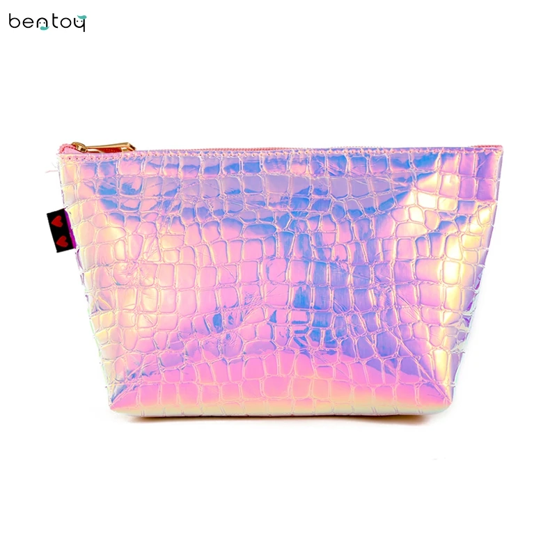 

Large Capacity Portable Women Makeup Bag Organizer Laser PU Ladies Travel Cosmetic Case Summer Hologram Toiletry Storage Bag