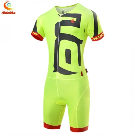 21 стиль Malciklo летний триатлонный костюм цельный Подгонянный велокостюм Ropa Ciclismo для Унисекс Бег Велоспорт плавание - Цвет: Fluo Yellow Set
