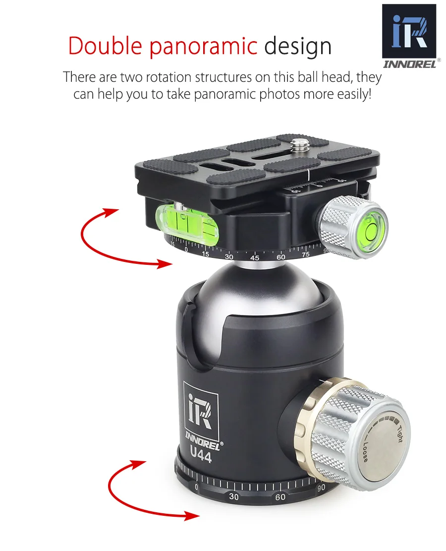 INNOREL professional top quality U44 20kg load 720 degree DSLR Camera tripod fluid video ball head ball head for tripod monopod 11