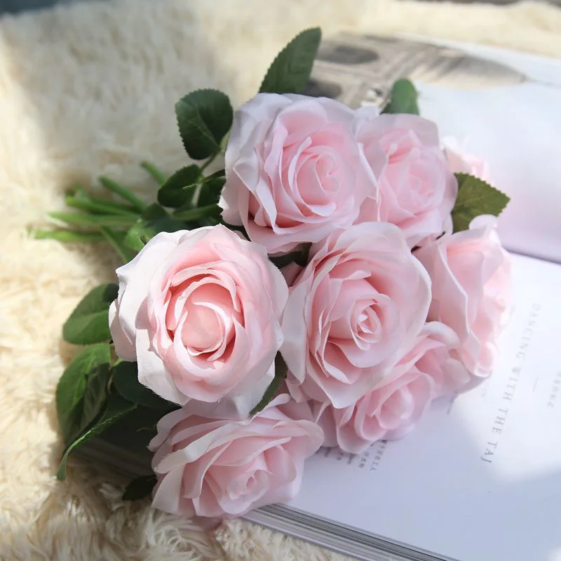 roses artificial peony flower wedding bridal bouquet  (3)