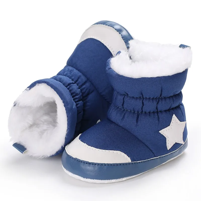 

Newborn Baby Kids Unisex Shoes Winter Warm Crib Bebe Infant Toddler First Walkers Five Star Pattern Snowfield Snow Shoes