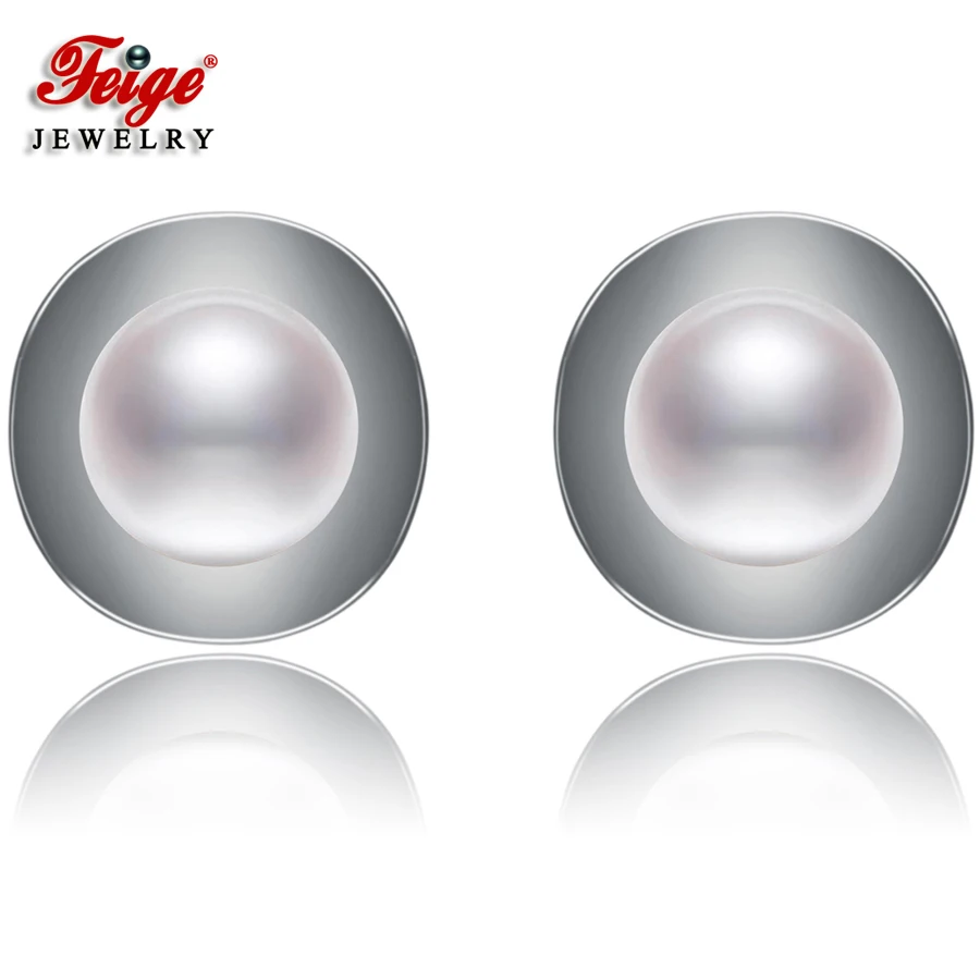 

New arrival Pearl Stud Earrings, 7-8mm White Natural Freshwater Pearls,100% 925 Sterling Silver Earrings For Women's