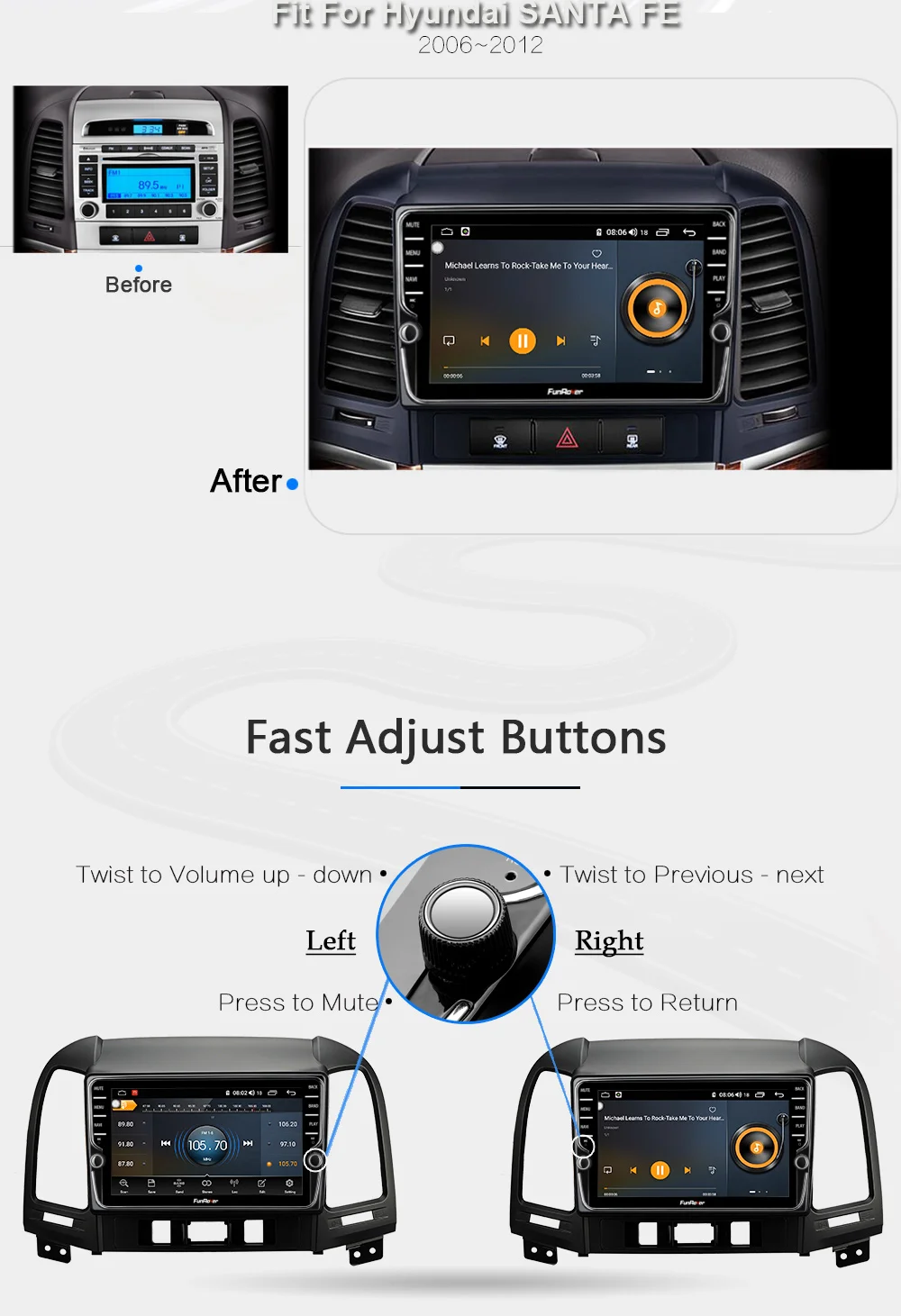 Sale Funrover 2 din android 9.0 car dvd player For Hyundai Santa Fe 2005 2006 2007 2008 2009 2010 2011 2012 radio gps navigation DSP 11 Sale Funrover 2 din android 9.0 car dvd player For Hyundai Santa Fe 2005 2006 2007 2008 2009 2010 2011 2012 radio gps navigation DSP 11