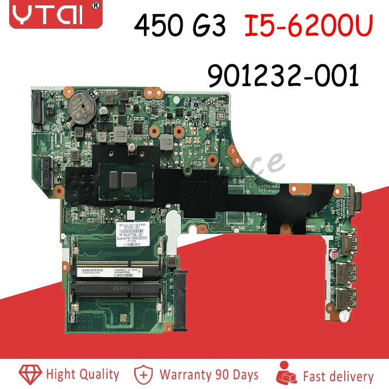 450 G3 لوحة رئيسية لأجهزة HP Probook 450 G3 470 G3 اللوحة المحمول 901232-001 837796-001 SR2EY I5-6200U DDR4