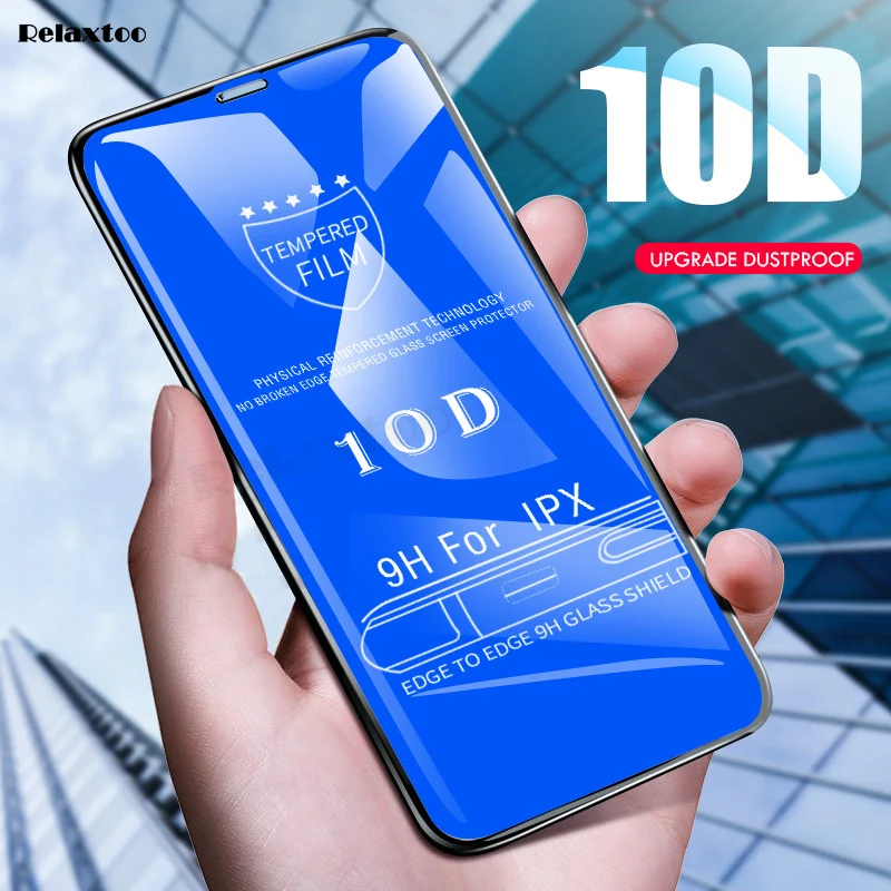 10D полное покрытие из закаленного стекла для Apple IPhone x XS max xr защита экрана защитное стекло на aifon 6 7 8 plus x r s sx пленка