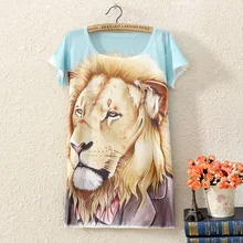Cool lion printing pattern women Casual T shirt new fashion 2017 summer loose short sleeve t