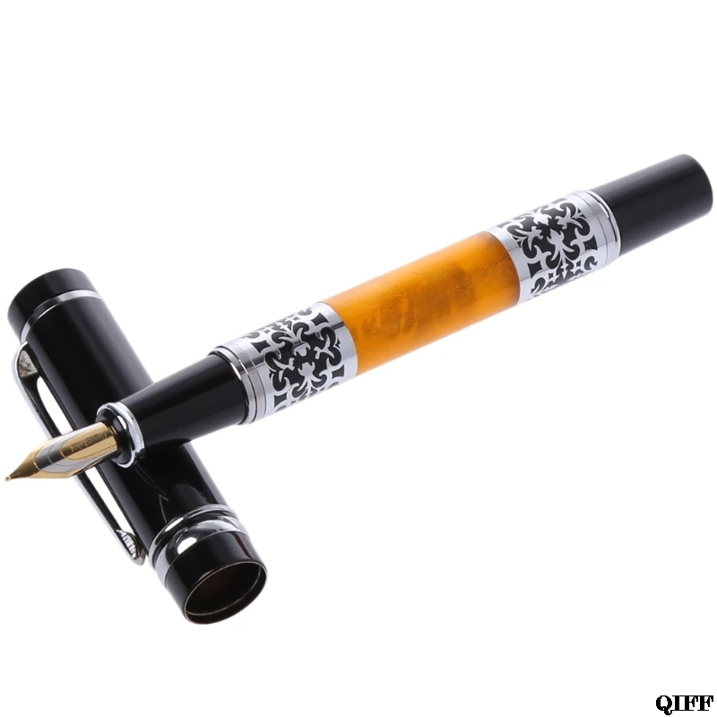 

Drop Ship&Wholesale SILVER FLOWER AMBER CELLULOID ROLLER Fountain PEN FOUNTAIN PEN FOR BEST GIFT APR29