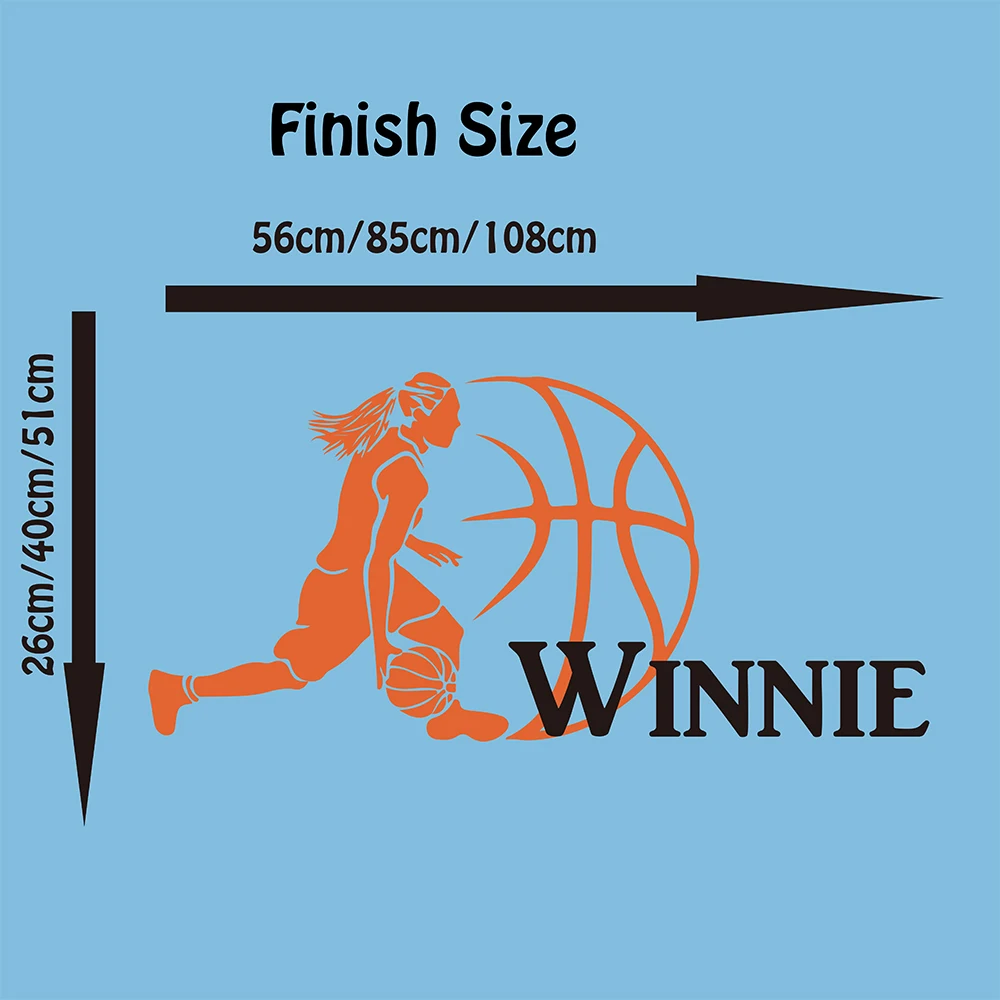 Custom Name Basketball Girl Wall Decal Girl Room Kids Room Personalized Name Jordan Basketball Sport Wall Sticker Bedroom Vinyl (1)