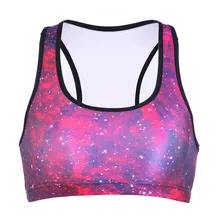 NEW 0001 Summer Sexy Girl Women star sky galaxy pink 3D Prints Padded Push Up Gym Vest Top Chest Running Sport Yoga Bras