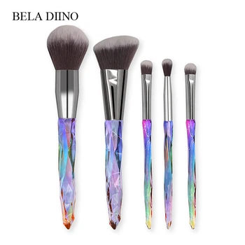 

New Professional 5pcs Diamond Makeup Brushes Set Transparent Handle Powder Highlighter Eyeshadow Cosmetics Make Up Brushes Kit