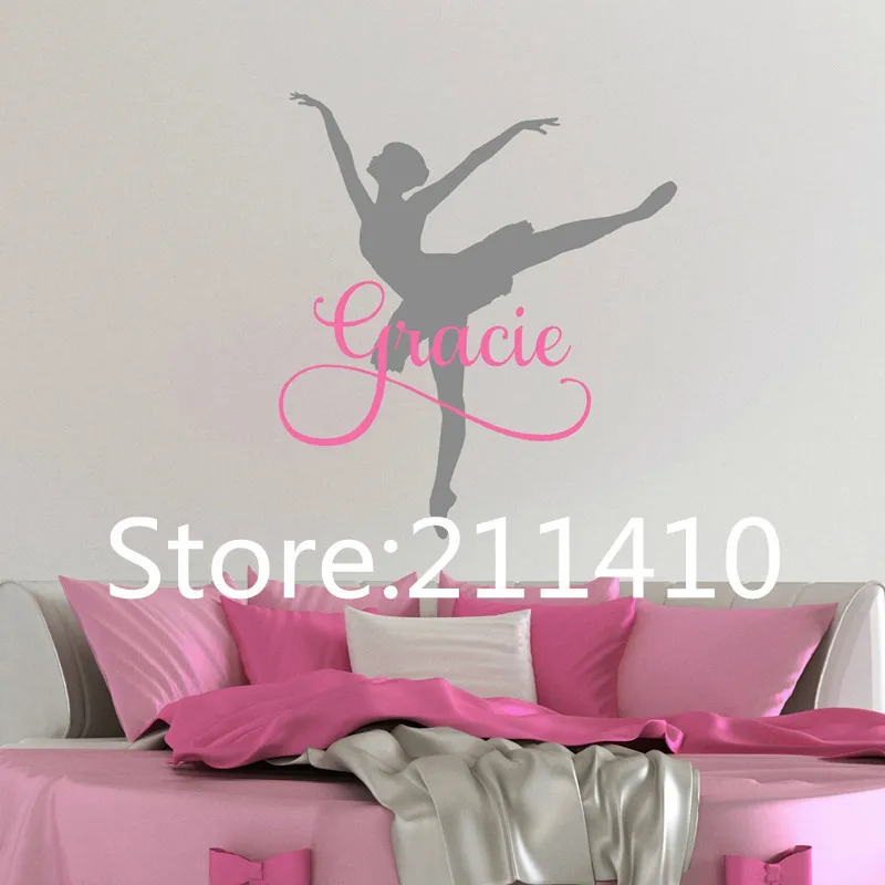 Ballerina Player Customize Name Wall Decal - Personalized Stickers For Girls Bedroom Baby Art Mural 284 | Дом и сад