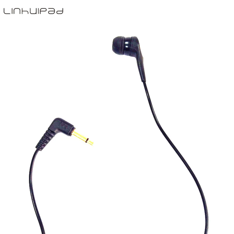 Linhuipad 1 Bud black earphone 3 5mm gold plug Single side MONO earbug 1 2M w Heavy Duty Cord for Smart phone school library