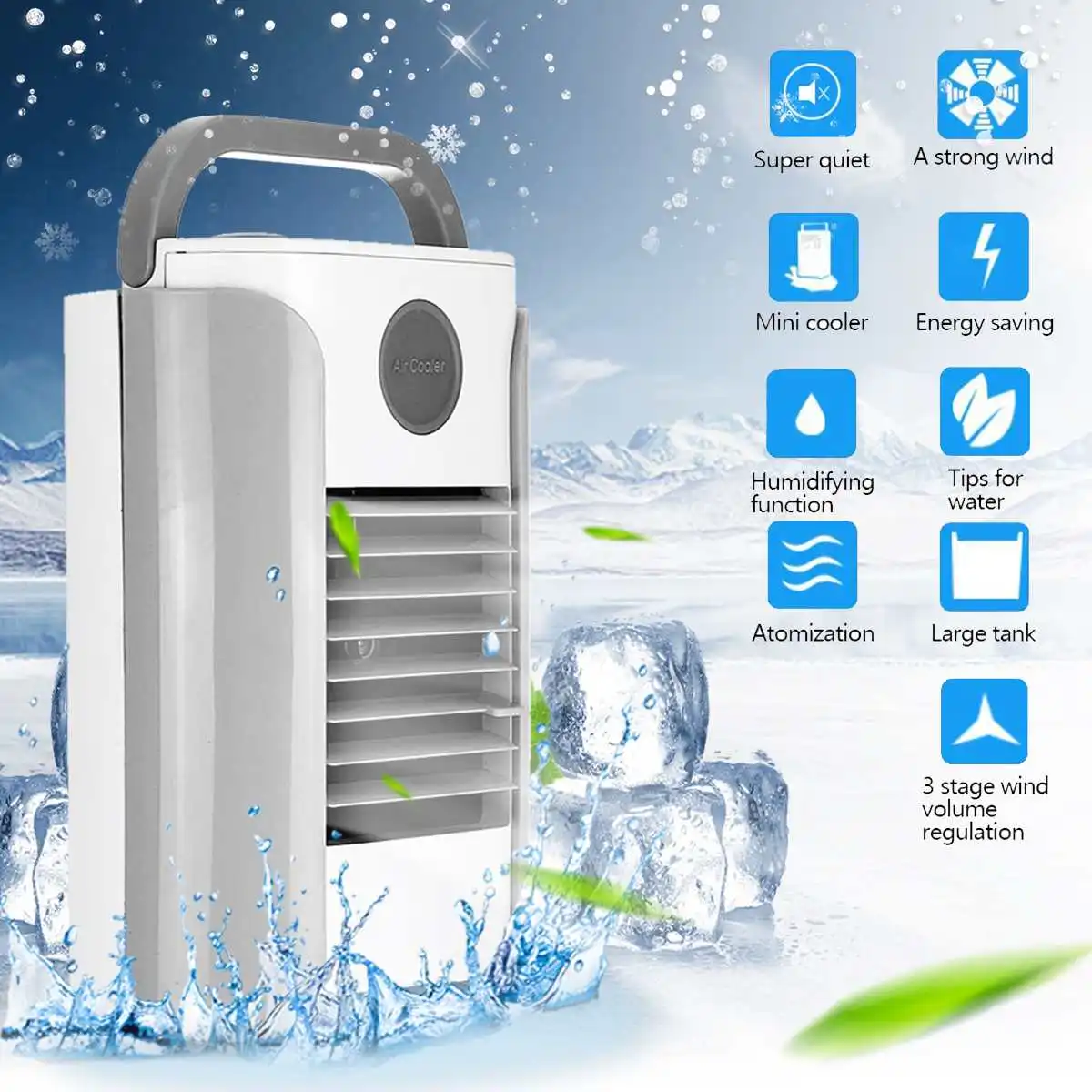 

Mini USB Air Cooling Fan Portable Home Office Air Conditioner Humidifier Purifier Desktop Fan with bluetooth/Radio/AUX Function