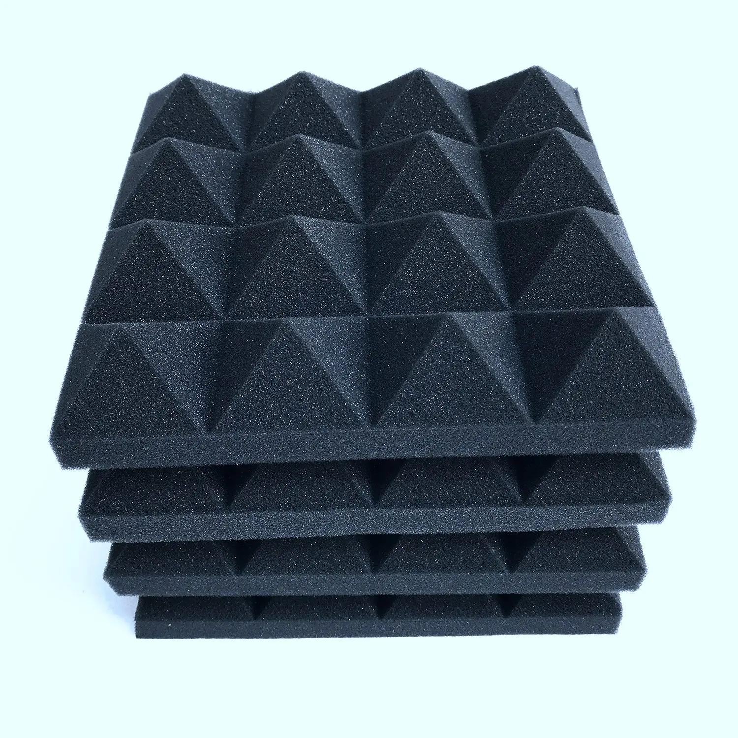 24 Pack 2x12x12 Soundproofing Acoustic Foam Fireproof Studio Sound Absorption Pyramid Treatment High Density Wall Padding Foam Wedge Tiles Sound Blocking/Absorbing/Noise Dampening Foam Black 