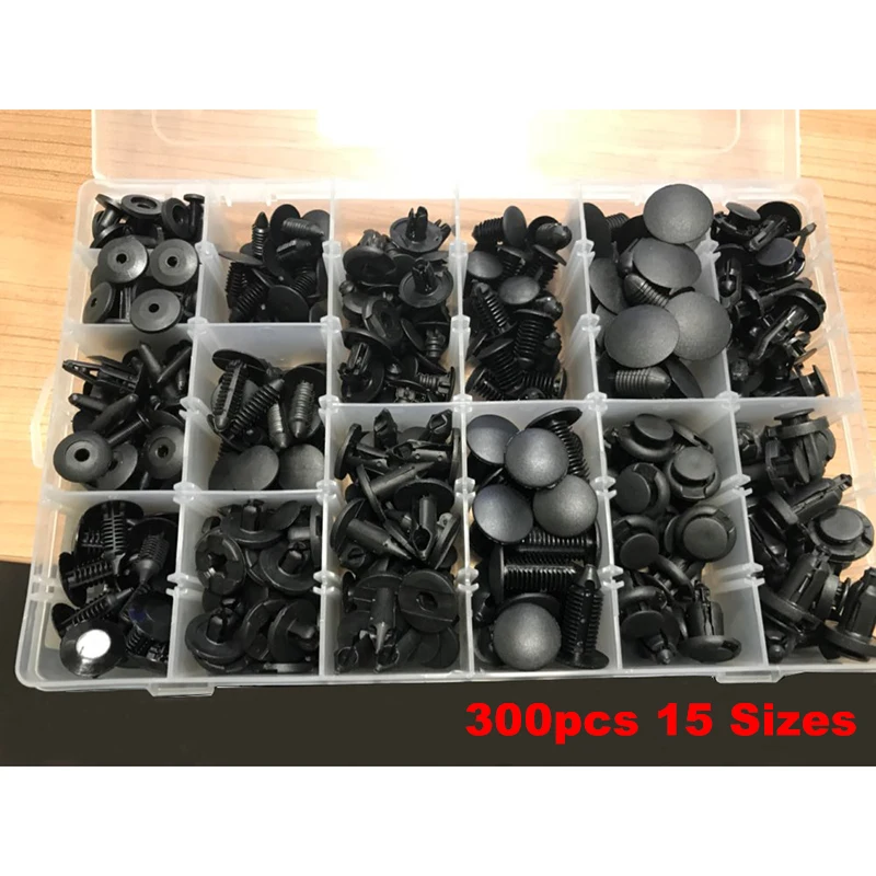 300 Pcs Automotive Push Pin Rivet Trim Clip Assortment Kit Trim