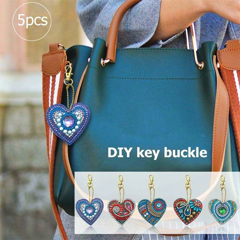 3/4/5pcs DIY Full Drill Diamond Painting Key Chains Keyring Keychains Bag Decor