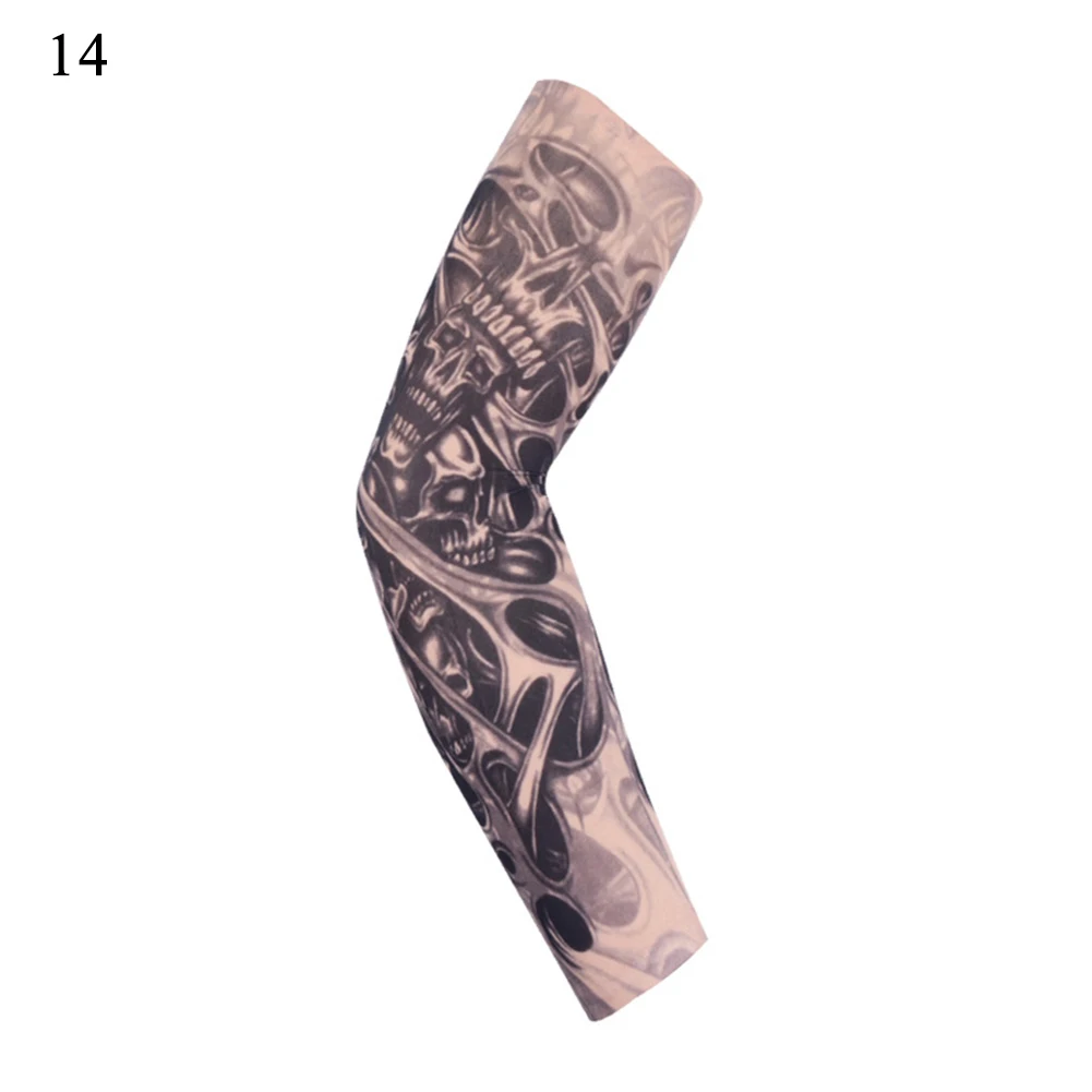 1PC Outdoor Cycling Tattoo sleeve 3D Tattoo Printed Arm Warmer UV Protection Bike Bicycle Sleeves Arm Protection Ridding Sleeves - Цвет: 14