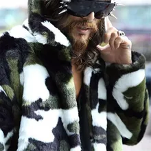 Tang крутая модная мужская куртка из искусственного меха камуфляжная теплая куртка с кроличьим мехом Мужская s зимняя кожаная куртка пальто с отворотом