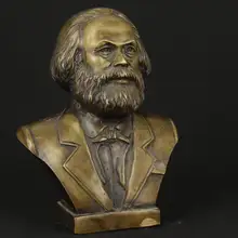 Старый Бронзовый коллекционный ручной работы резная Статуэтка Маркса статуя фигура слово медь оптом бронза