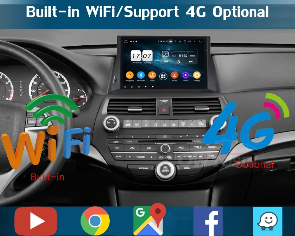 10," ips 8 ядерный 4 Гб ram+ 64 Гб rom Android 9,0 автомобильный DVD радио плеер gps для Honda Accord 8 2008 2009 2010 2011 низкий уровень DSP CarPlay