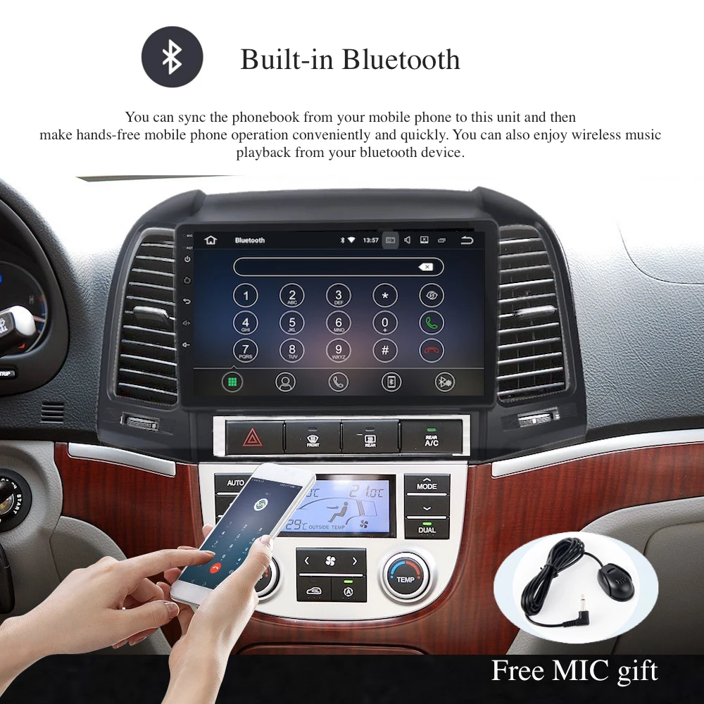 Clearance Android 9.0 Car Radio 2 Din GPS Navi for Hyundai Santa Fe 2006 2007 2008 2009 2010 2011 PX6 DSP HD IPS 4Gb+64Gb RDS WIFI BT HDMI 1