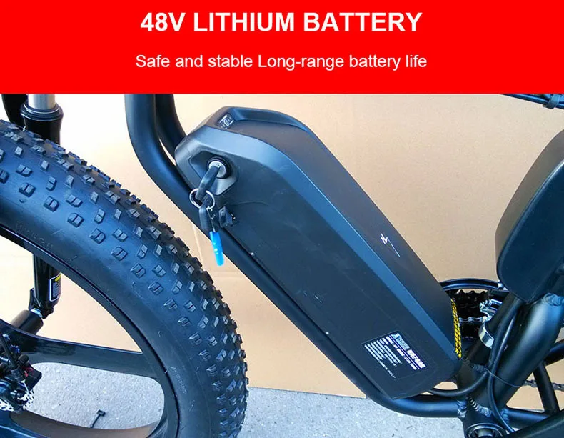 Discount 26inch Snow Electric Mountain Bicycle 48v Lithium Battery 500w Motor Fat Ebike 4.0 Tires High Speed Brushless Electric Bike 17