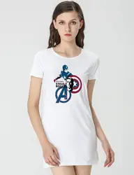 Капитан Америка Женская домашняя одежда белый супер герой ночные рубашки Мстители ночная рубашка вечерний наряд платье пижамы