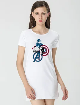 

Captain America Women's Home Clothes White super hero Nightgowns Avengers Nightdress Evening Dressing Gown Sleepshirts Sleepwear