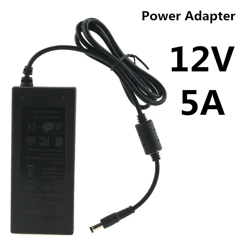 

AC/DC Power Adapter AC 100-240V Converter Adapter DC Output 12V 5A Adapter Transformer for Battery Pack LED Strip Balance car