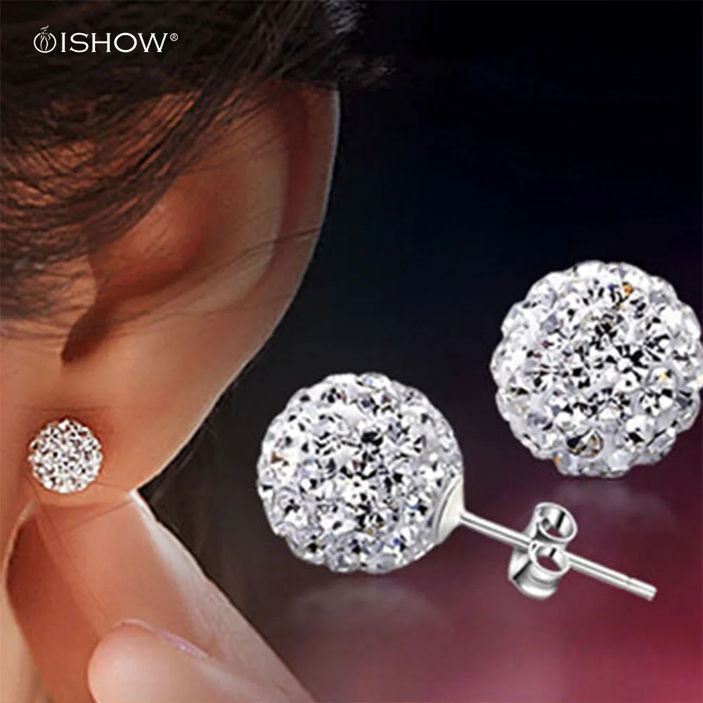 Brand Fashion stud Earrings Piercing Bijoux Mix Color Micro Disco Ball