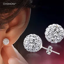 Brand Fashion stud Earrings Piercing Bijoux Mix Color Micro Disco Ball Earring Studs Clay CZ Crystal