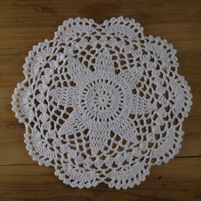 Vintage White Scallop Crocheted Doilies Tablecloth 8"/20CM , Round