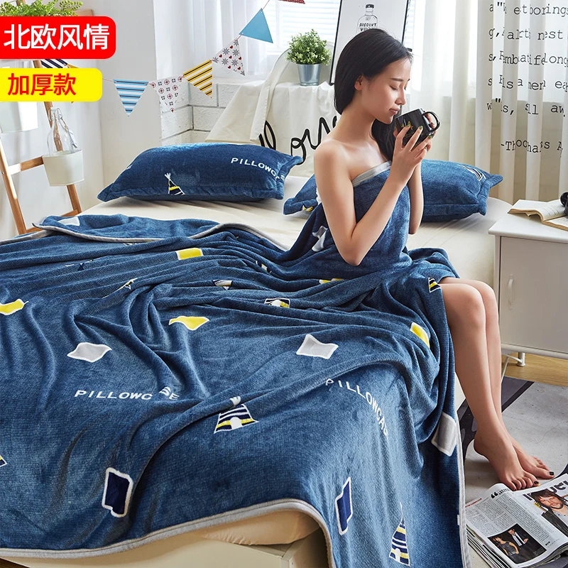 

Solid Color Coral Flannel Blanket Bed Sheet Bedline Soft Touch King Size Double Faced Sofa Travel Thermal Throw Blanket Carpet