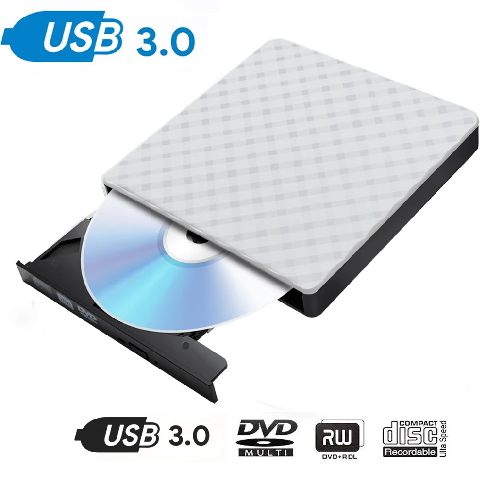 Nuevo Drivel externo 3D Rhombus USB3.0 DVD máquina de cuidado de discos DVD/CD que quema MackBook/escritorio CD Universal escritor Drives ópticos