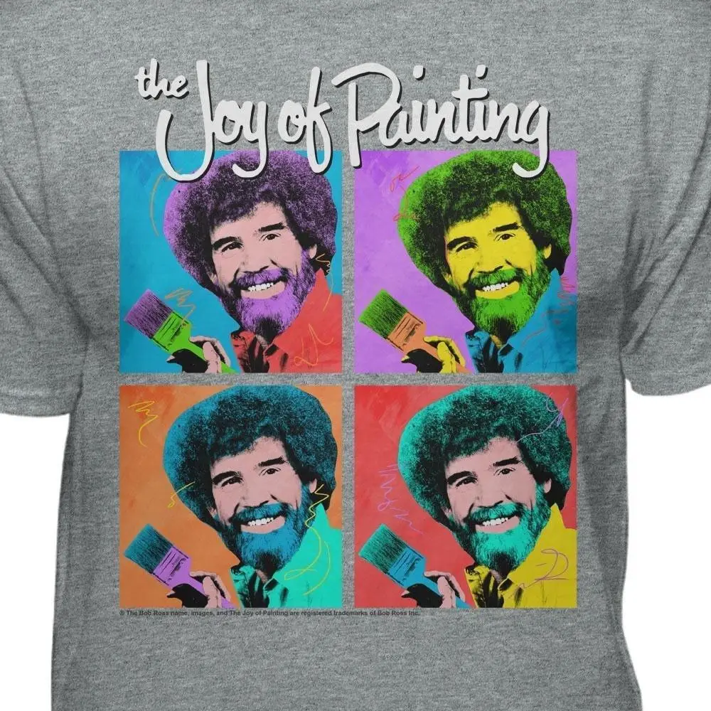 Bob Ross Joy of Painting Официальная футболка с красочными лицами топ бесплатная доставка