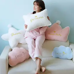 Плюшевое сердце подушка "Корона" мягкие розового и белого цвета с изображением луны и звезд, подушка, домашний диван декоративная подушка