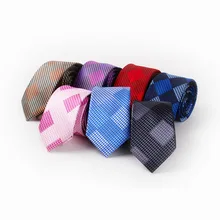 Мода 6,5 см синий клетчатый галстук для мужчин Жених шеи галстуки вечерние деловые аксессуары полиэстер красный свадебный костюм жаккард Corbatas